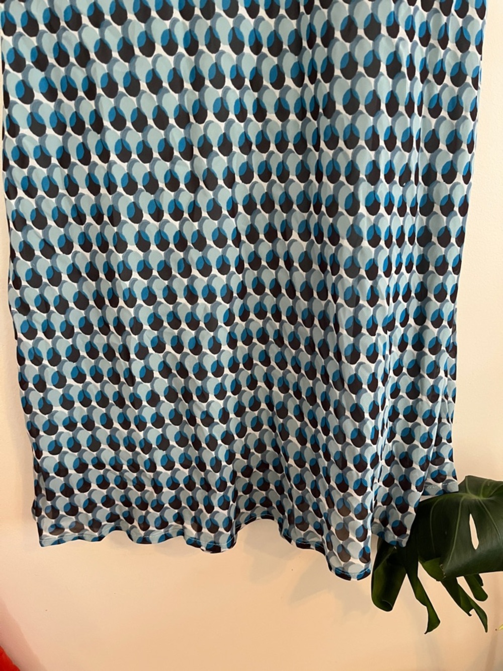 Vintage Dressbarn‎ Y2K Blue Dress Flutter Fairy Surplice Babydoll Geometric Mod - Picture 5 of 7